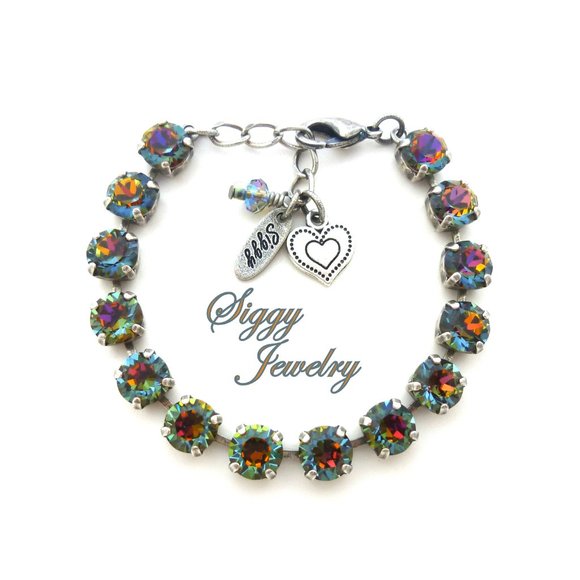 Crystal Volcano Tennis Bracelet made with Genuine 8mm Swarovski Crystals - Picture 1 of 8
